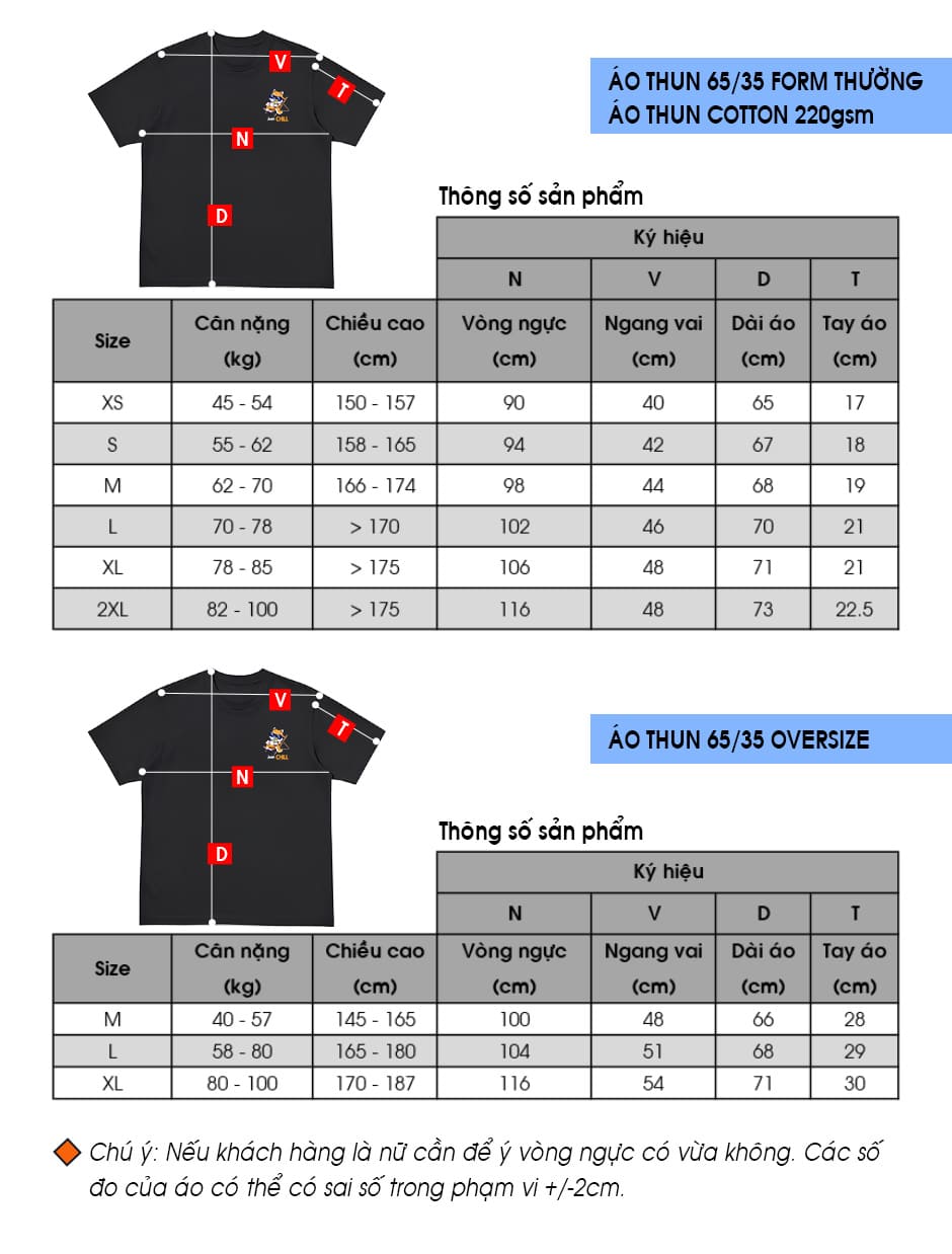 Bảng size