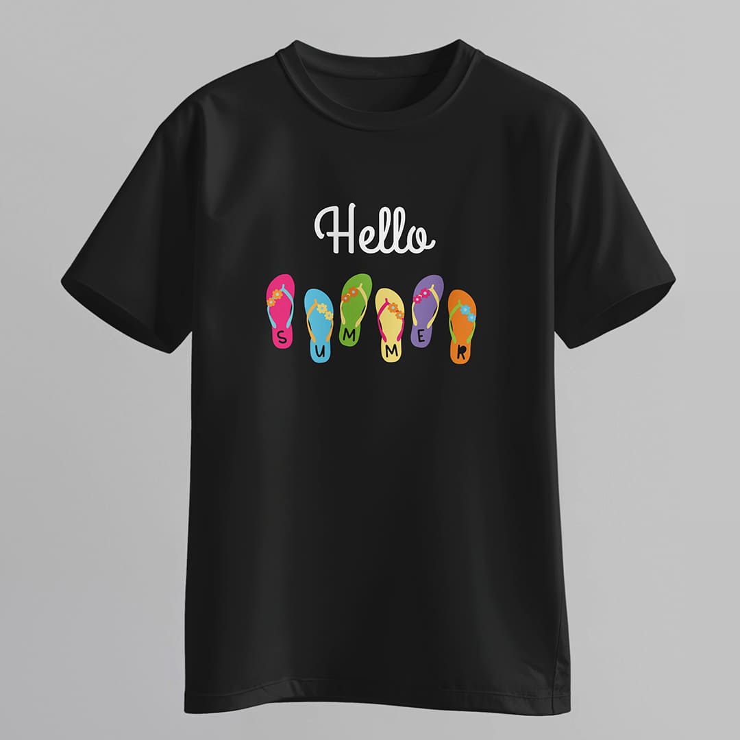 Áo Thun Hello Summer – Hình Dép Sặc Sỡ Năng Lượng Mùa Hè -Summer Energy