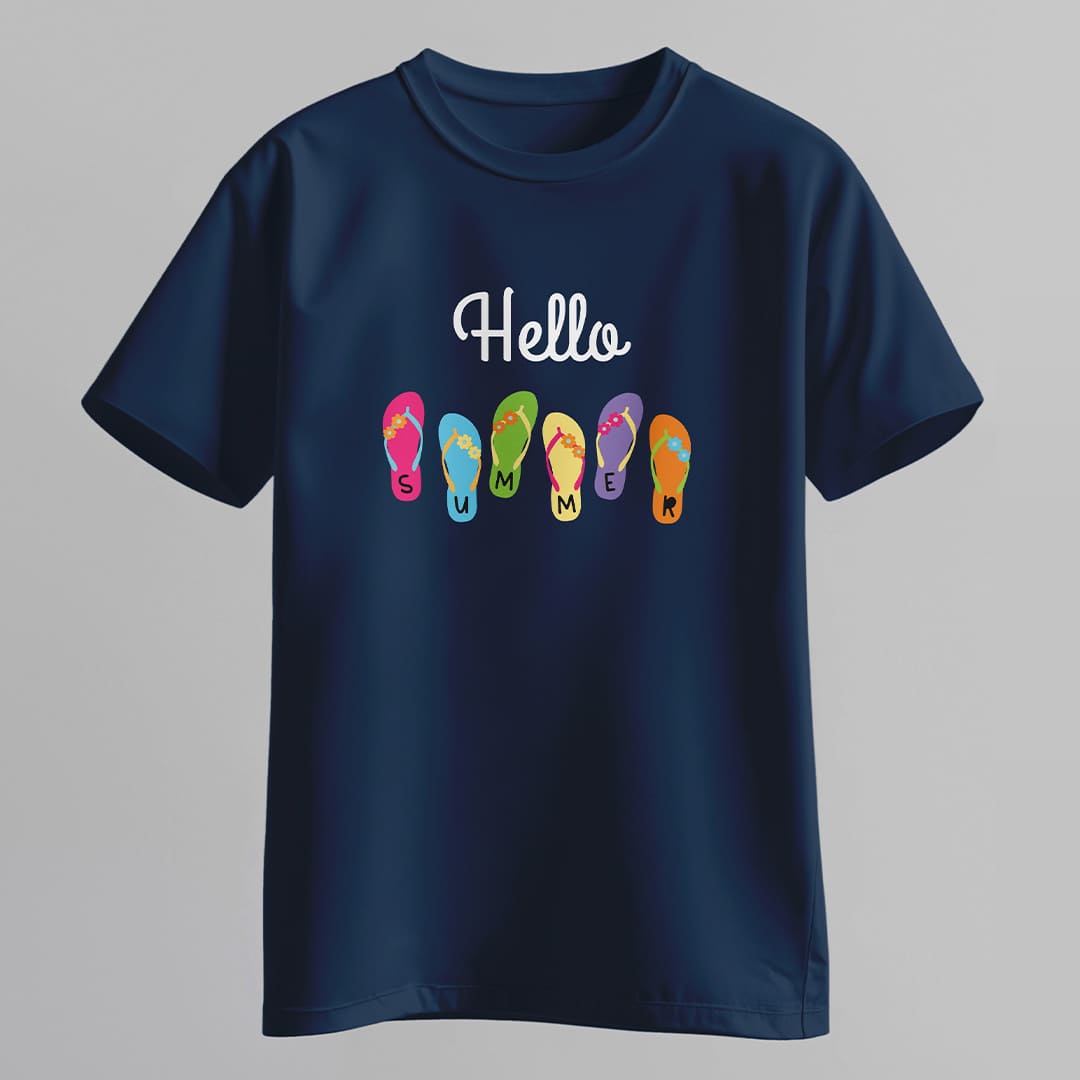 Áo Thun Hello Summer – Hình Dép Sặc Sỡ Năng Lượng Mùa Hè -Summer Energy
