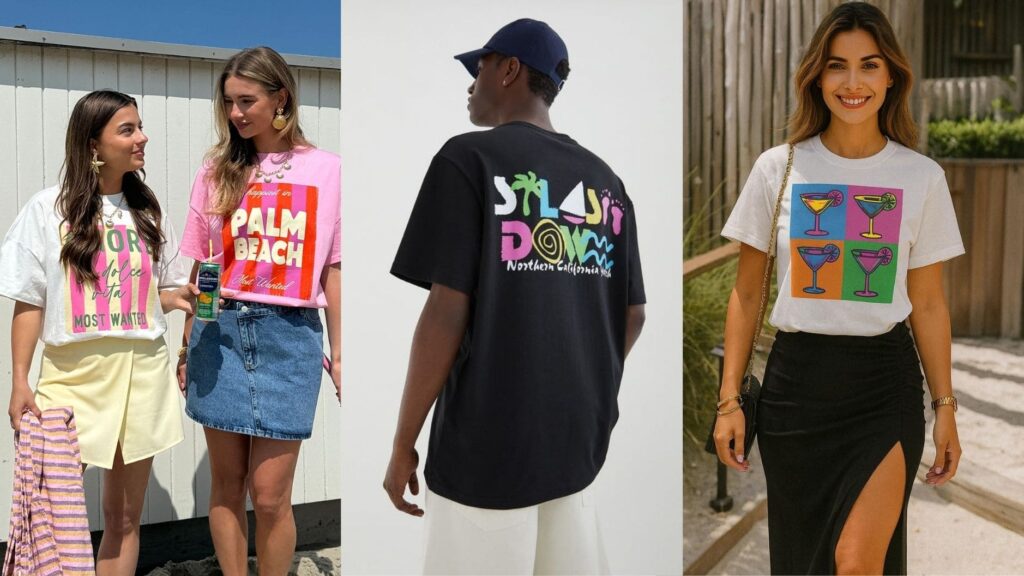 Cac ban tre mac ao Pop Art tren bai bien