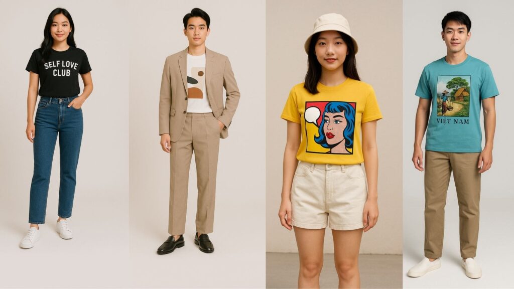 Lookbook 4 outfit phối áo thun in hoạ tiết trong nhiều hoàn cảnh